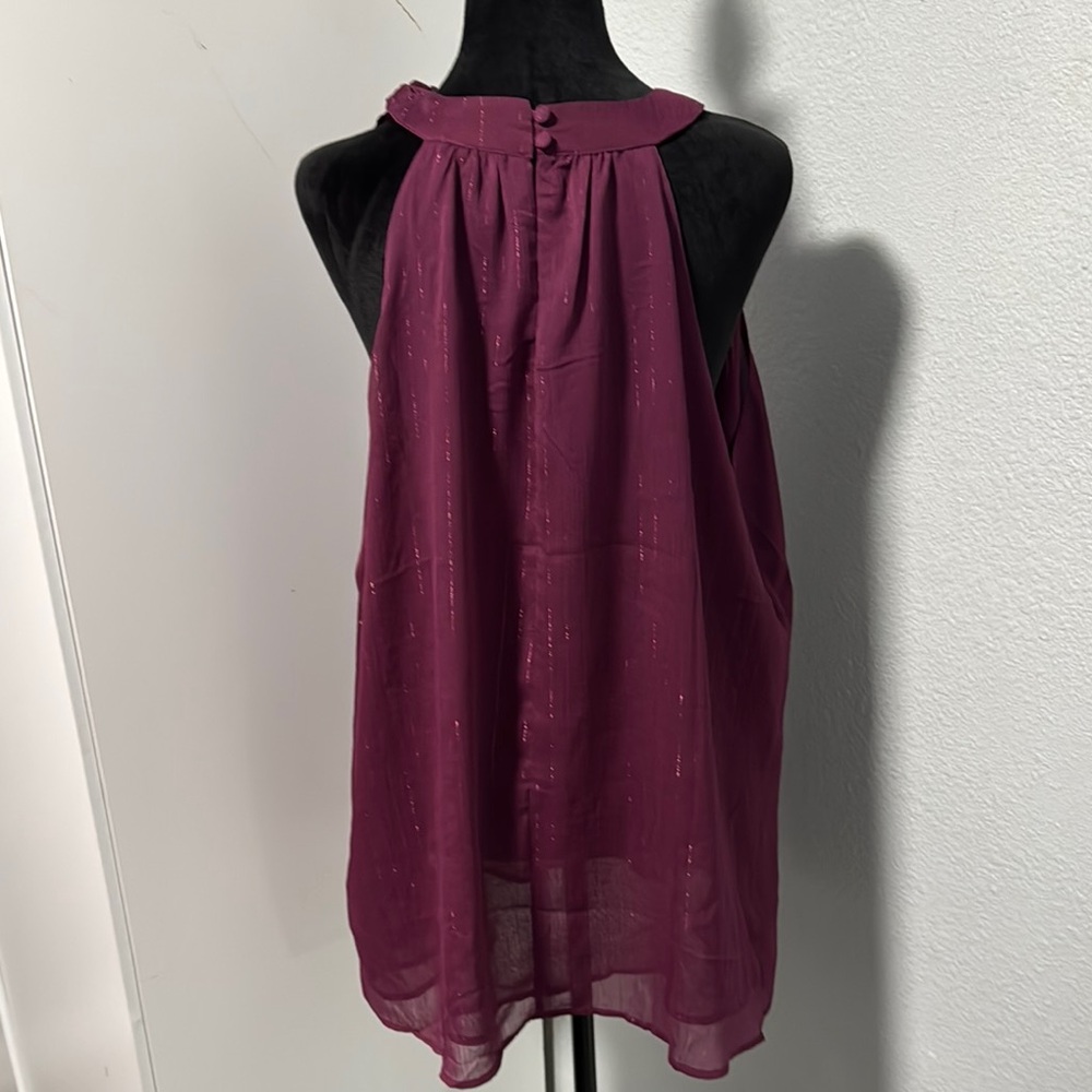 torrid Wine Bow-Halter Sheer Tank - Picture 4 of 8
